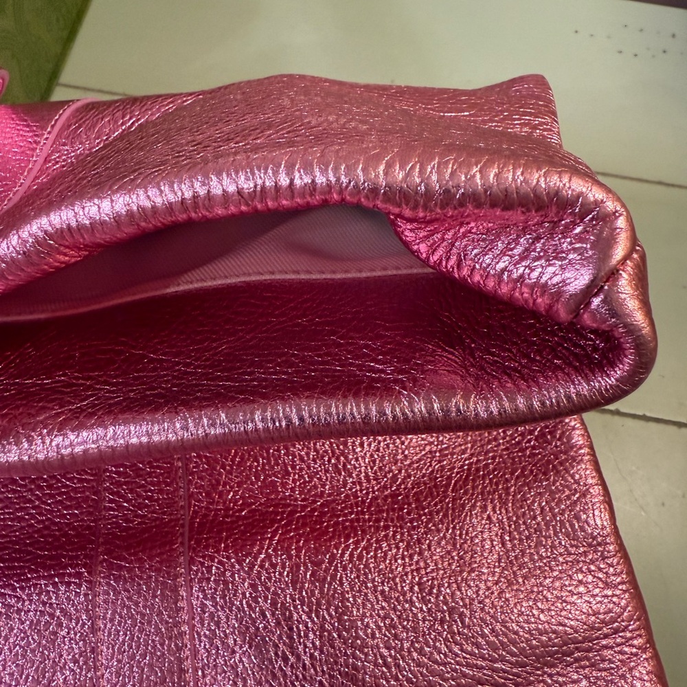 Metallic Pink Leather Tote Bag - Picture 10 of 11